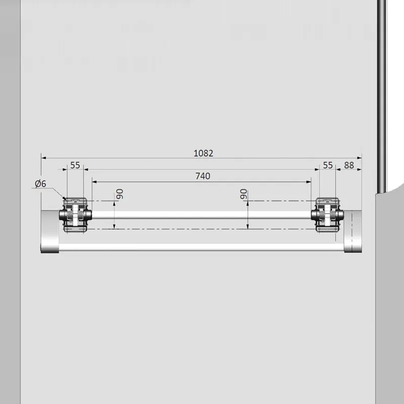 FI0 0007 Barra de desbloqueo interior antipánico de empuje rápido para puerta de cámara frigorífica de uso industrial.