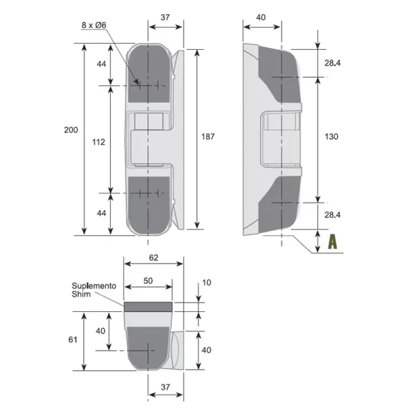 FI0 0153 Bisagra 1473 para puertas frigoríficas pivotantes 2