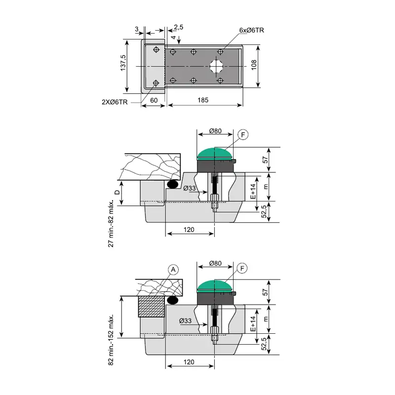 FI0 1040-FI0 1894-FI0 1279 Medidas de Conjunto Cierre Automático con llave para puerta industrial de cámara frigorífica 921 2