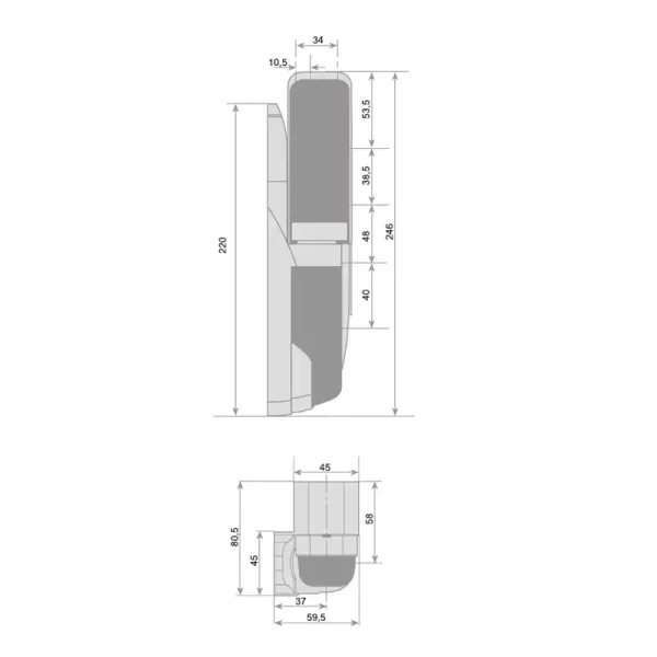 FI0 1838-FI0 3478 Bisagra 1572HP para puertas frigoríficas pivotantes 2