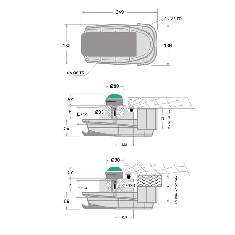 FI0 2138-FI0 2204-FI0 2116 Conjunto Cierre Automático para puerta frigorífica 1020 2