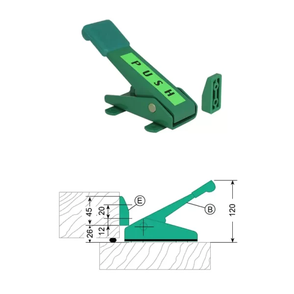 FI0 3046 Conjunto Cierre Automático industrial de palanca para puerta frigorífica pivotante G-1850 3