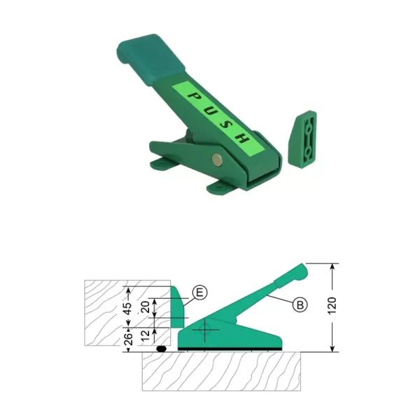 FI0 3047 Conjunto Cierre Automático de palanca para puerta frigorífica industrial G-1825 3