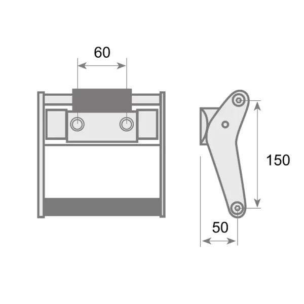 FI0 3199 Cotas Maneta exterior para puerta corredera de cámara frigorífica (MOD. 245-17) 2