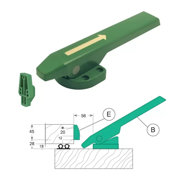 FI0 3385 Conjunto Cierre Automático de palanca para puerta frigorífica industrial 76 - Izquierda-27mm 2