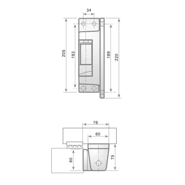 FI0 3593-FI0 0034 Bisagra 215 para puertas frigoríficas industriales pivotantes 2