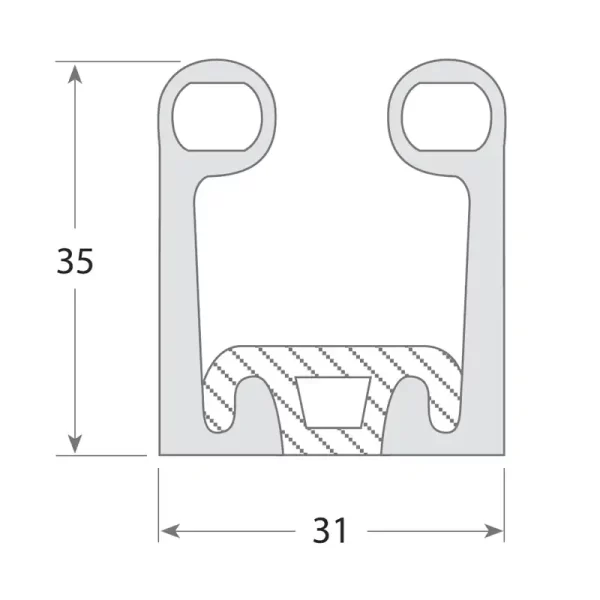 FI0 3757 - FI0 6542-43-44-45-46 Medidas BURLETE puerta frigorífica industrial 3530-511 2