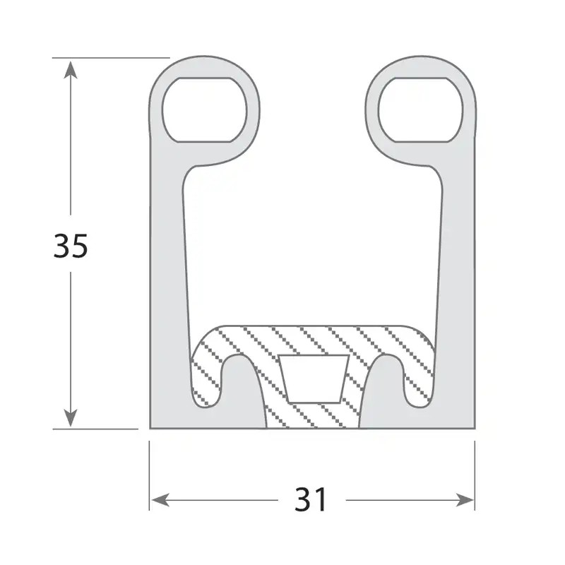 FI0 3757 - FI0 6542-43-44-45-46 Medidas BURLETE puerta frigorífica industrial 3530-511 2