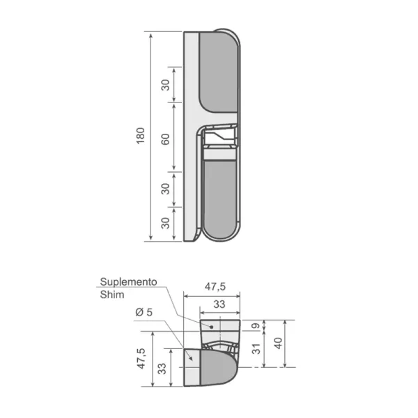 FI0 7192 - FI0 7193 Bisagra 463-463 HP para puertas frigoríficas pivotantes 2