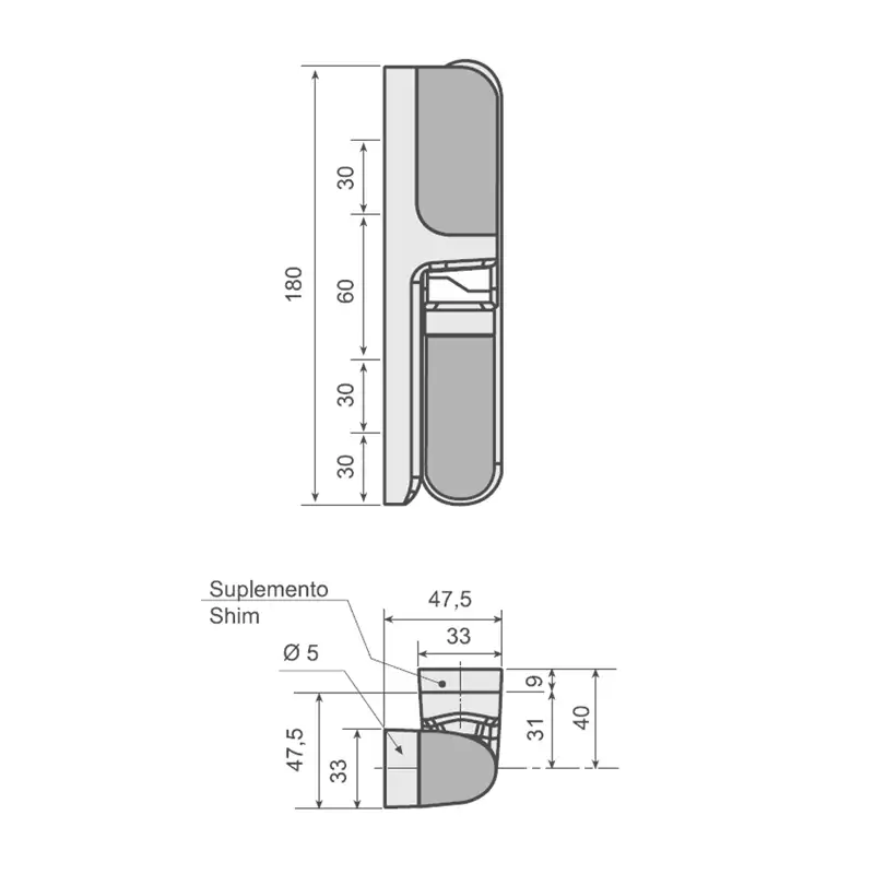 FI0 7192 - FI0 7193 Bisagra 463-463 HP para puertas frigoríficas pivotantes 2