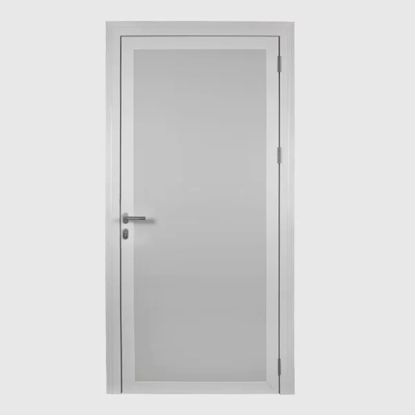 Puerta pivotante para separar salas con marco de aluminio