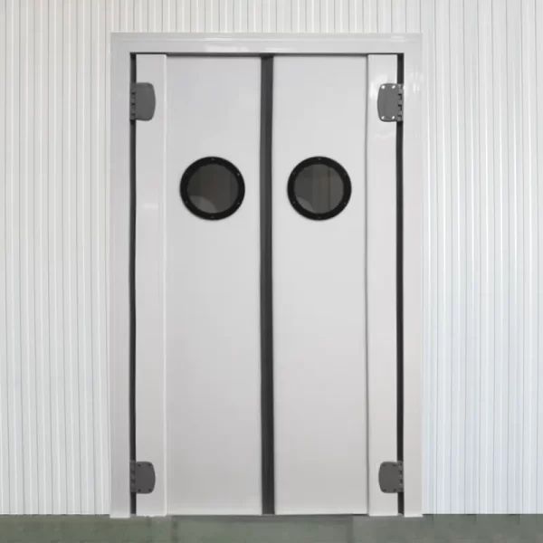 Puerta abatible de dos hojas de vaiven de servicio tipo industrial